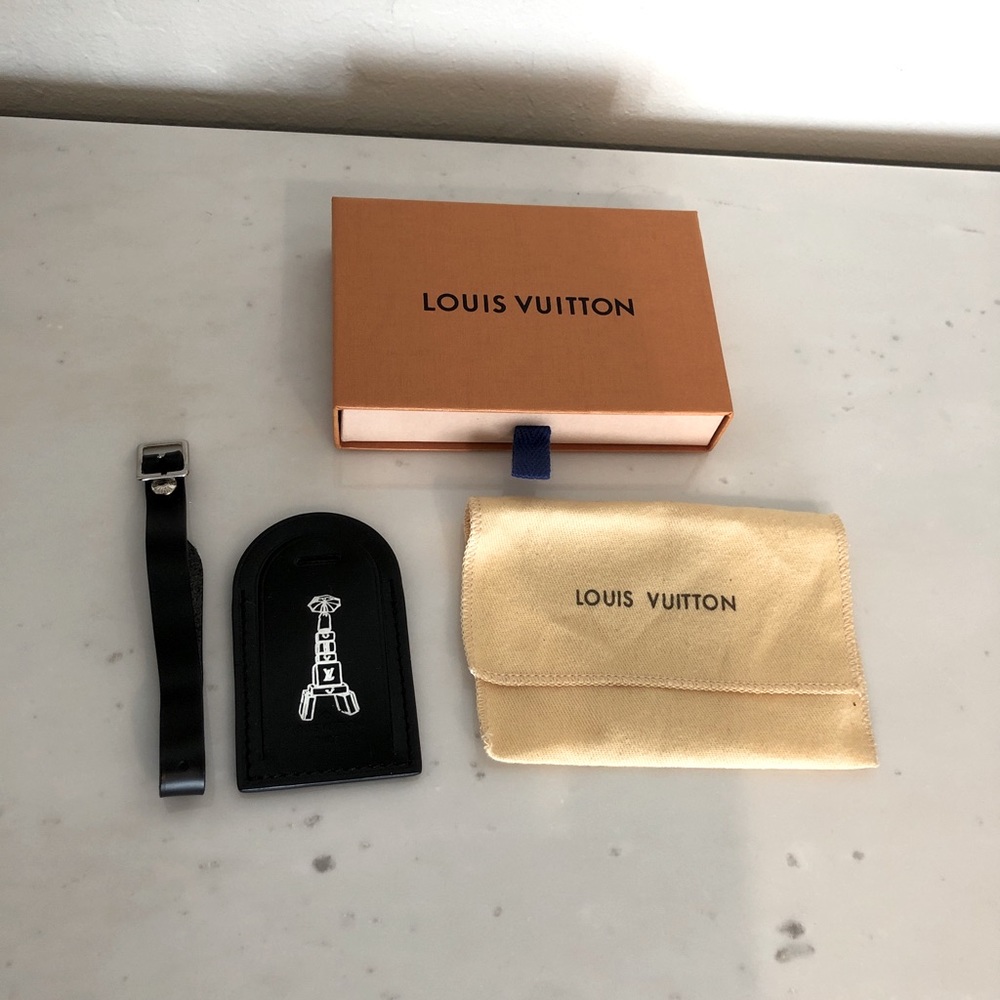 Louis Vuitton Black Luggage Tag with Eiffel Tower
